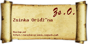 Zsinka Oriána névjegykártya